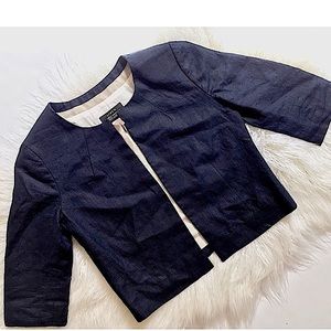 J. Crew Navy Baird McNutt Linen Collarless Blazer